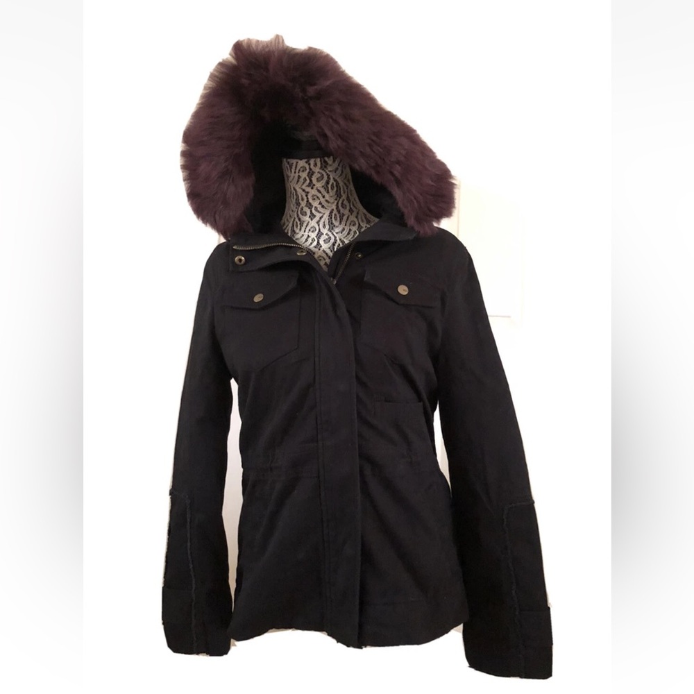 UGG WOMEN CONVERTIBLE FIELD PARKA BLACK HOODED JACKET COAT